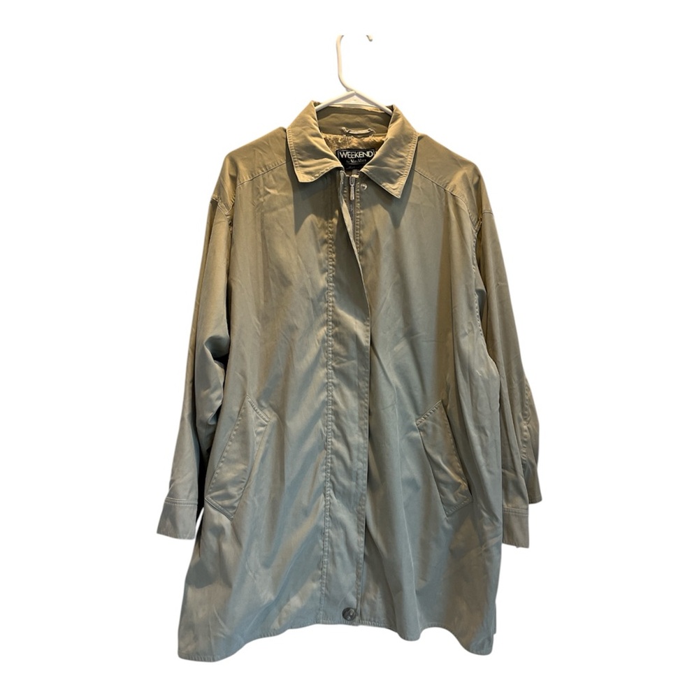 Max Mara Weekend Khaki Rain Zip Trench Coat 10